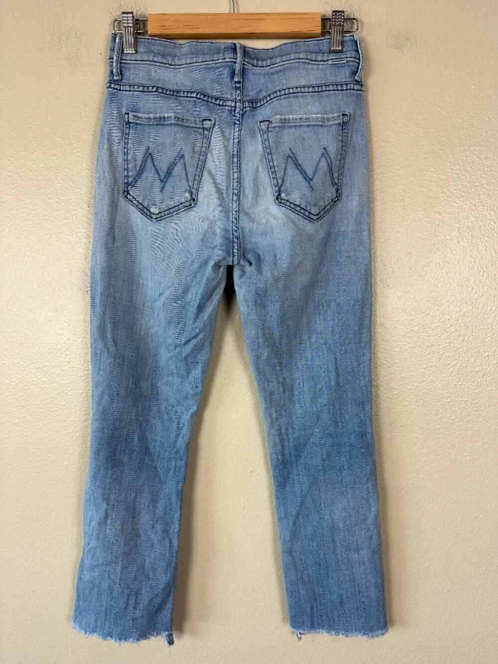 Mother Insider Crop Two Step Fray Jeans Womens 27 When Sparks Fly Light Wash